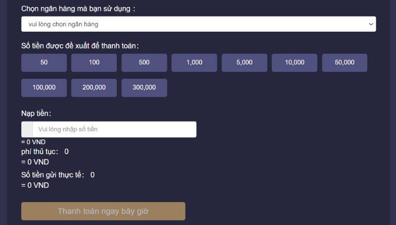 Nạp tiền rút tiền 2 Nạp tiền vào PQ88